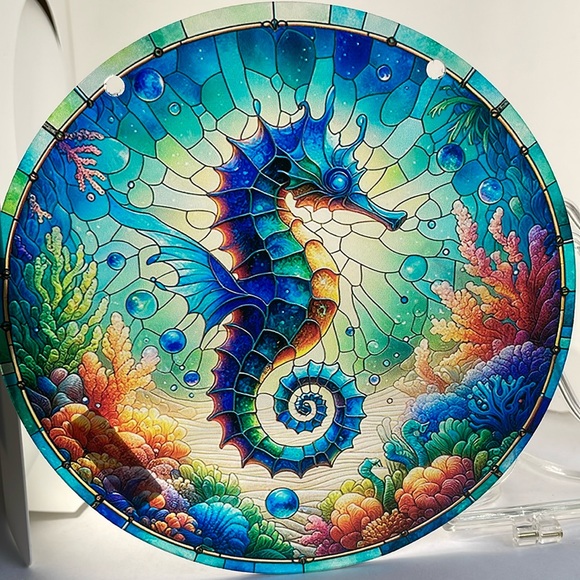 Seahorse Suncatcher Acrylic Decorative Faux Glass  Window Garden Wall Decor New - Picture 1 of 3